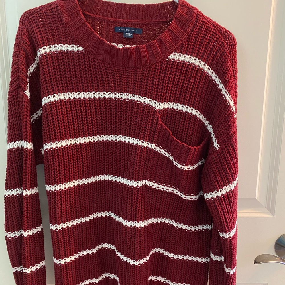 Maroon and white sweater